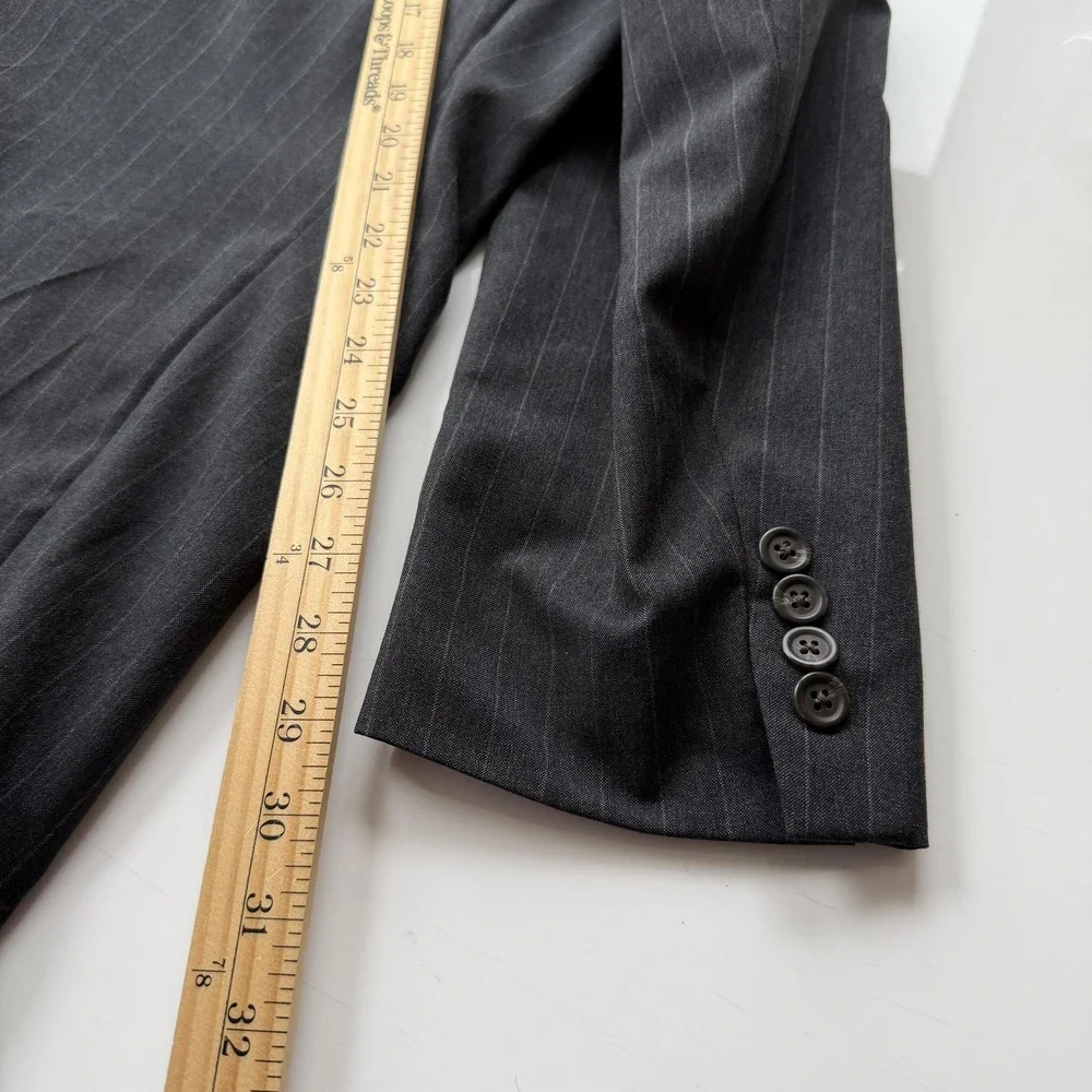 Polo University Club Ralph Lauren Suit Jacket Mens 41 Short Gray Pinstripe‎ Wool
